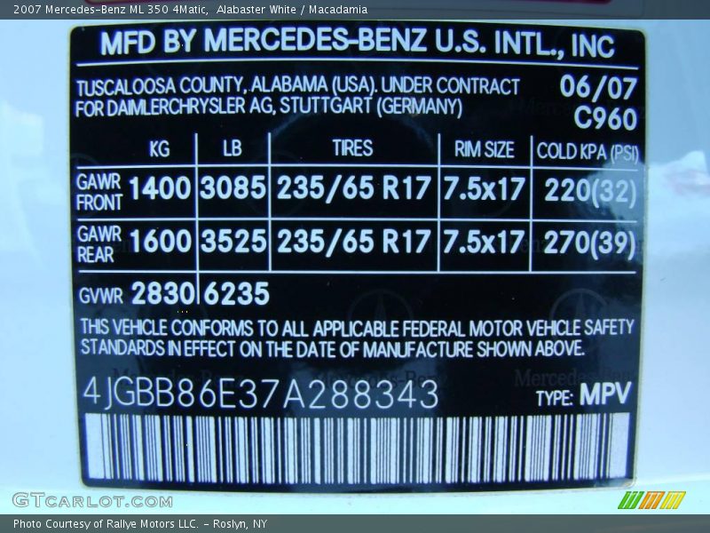 Alabaster White / Macadamia 2007 Mercedes-Benz ML 350 4Matic