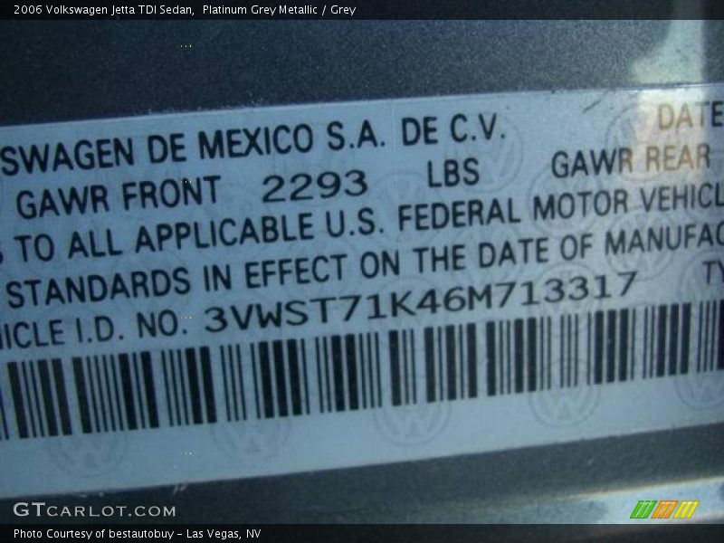Platinum Grey Metallic / Grey 2006 Volkswagen Jetta TDI Sedan