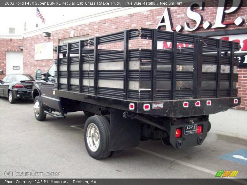 True Blue Metallic / Medium Flint 2003 Ford F450 Super Duty XL Regular Cab Chassis Stake Truck