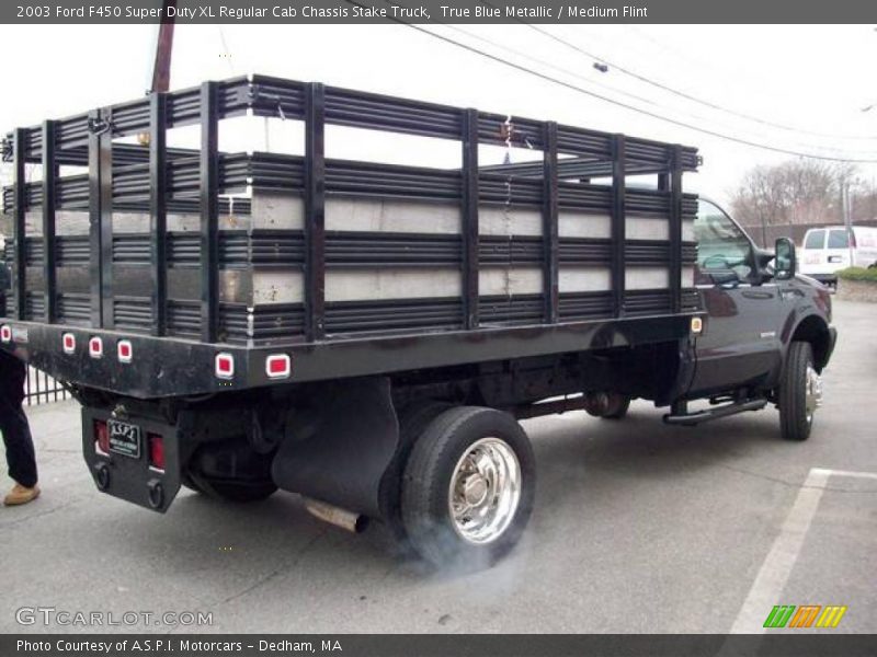 True Blue Metallic / Medium Flint 2003 Ford F450 Super Duty XL Regular Cab Chassis Stake Truck