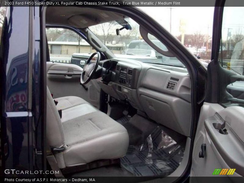 True Blue Metallic / Medium Flint 2003 Ford F450 Super Duty XL Regular Cab Chassis Stake Truck
