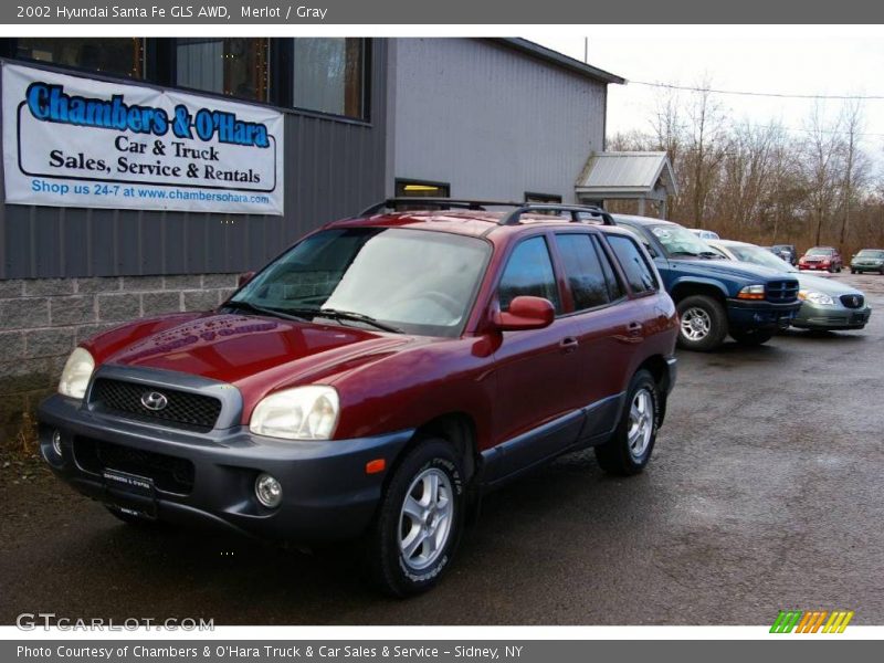 Merlot / Gray 2002 Hyundai Santa Fe GLS AWD