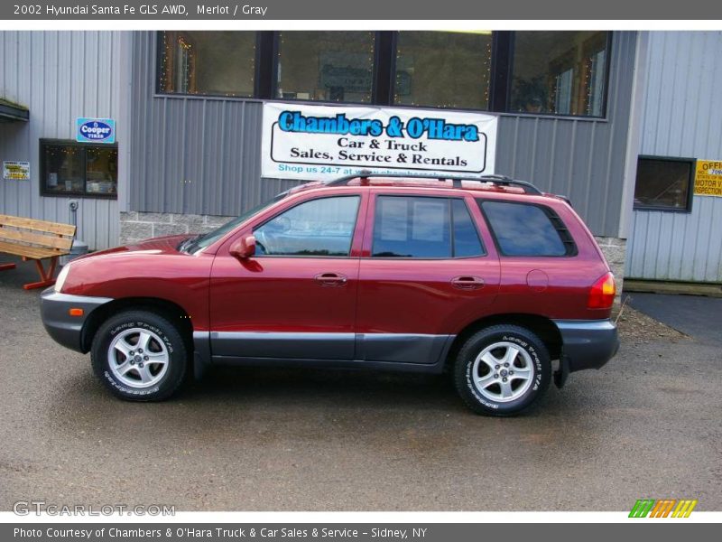 Merlot / Gray 2002 Hyundai Santa Fe GLS AWD