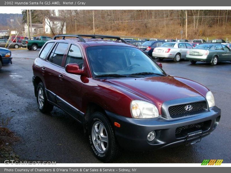 Merlot / Gray 2002 Hyundai Santa Fe GLS AWD