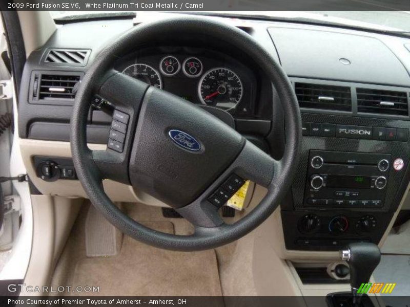 White Platinum Tri Coat Metallic / Camel 2009 Ford Fusion SE V6