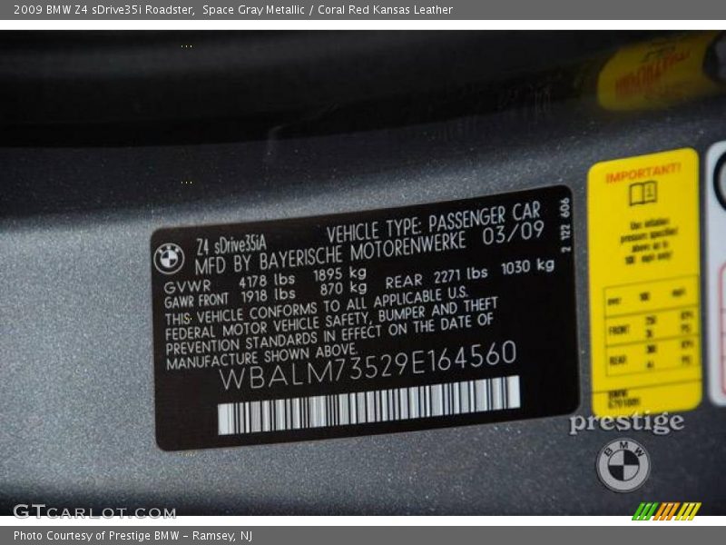 Space Gray Metallic / Coral Red Kansas Leather 2009 BMW Z4 sDrive35i Roadster