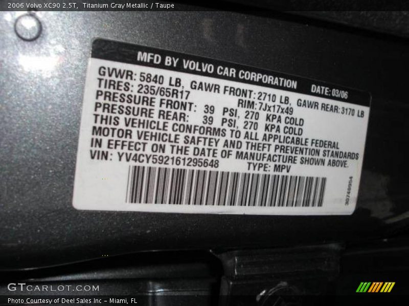 Titanium Gray Metallic / Taupe 2006 Volvo XC90 2.5T