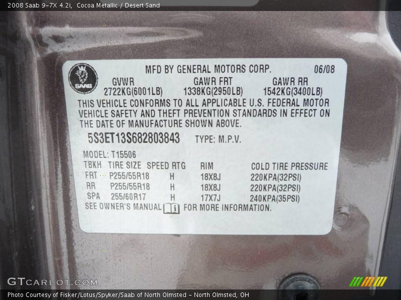 Cocoa Metallic / Desert Sand 2008 Saab 9-7X 4.2i