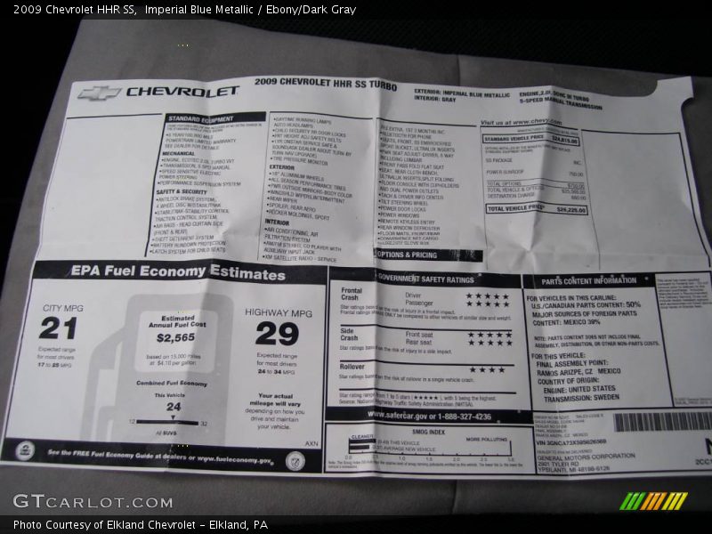 Imperial Blue Metallic / Ebony/Dark Gray 2009 Chevrolet HHR SS