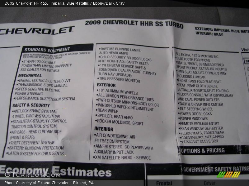 Imperial Blue Metallic / Ebony/Dark Gray 2009 Chevrolet HHR SS