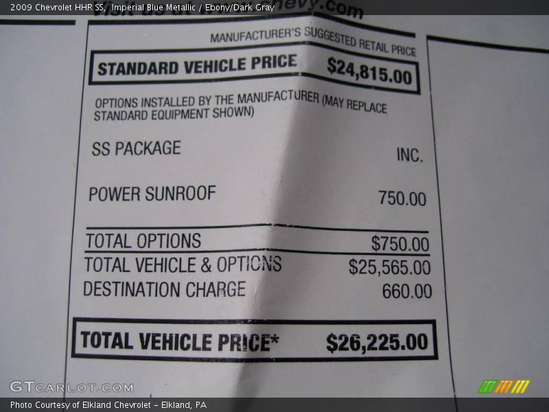 Imperial Blue Metallic / Ebony/Dark Gray 2009 Chevrolet HHR SS