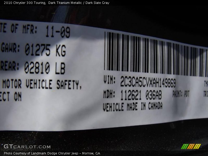 Dark Titanium Metallic / Dark Slate Gray 2010 Chrysler 300 Touring