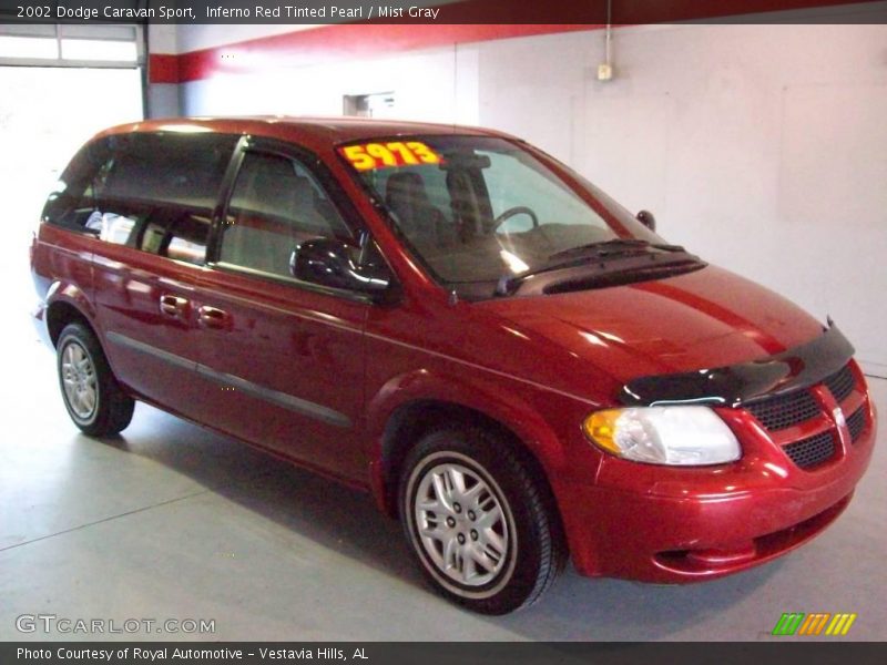 Inferno Red Tinted Pearl / Mist Gray 2002 Dodge Caravan Sport