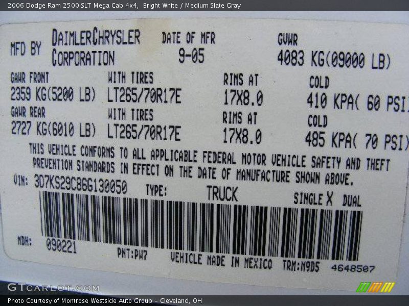 Bright White / Medium Slate Gray 2006 Dodge Ram 2500 SLT Mega Cab 4x4