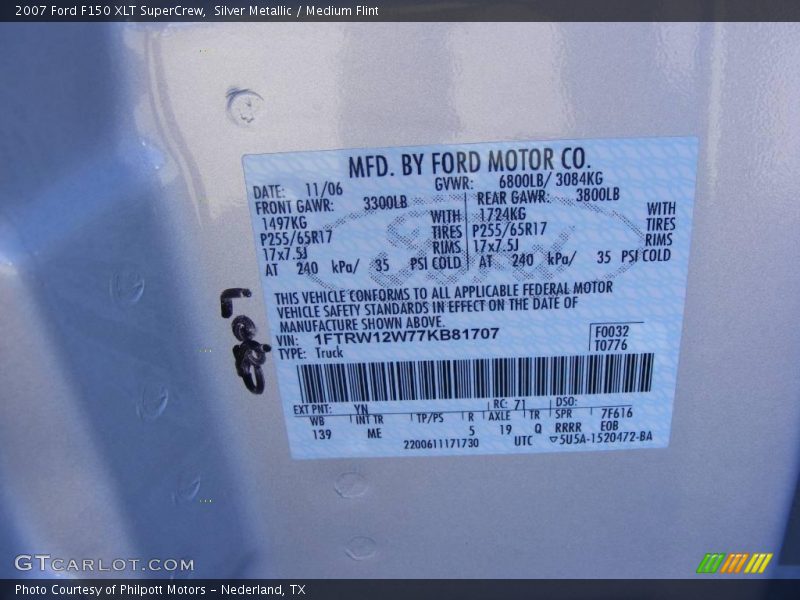 Silver Metallic / Medium Flint 2007 Ford F150 XLT SuperCrew