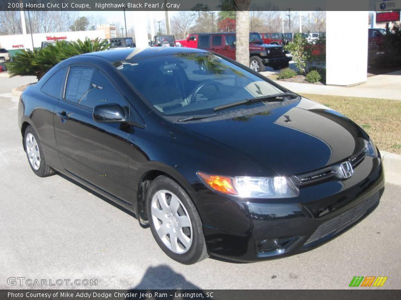 Nighthawk Black Pearl / Gray 2008 Honda Civic LX Coupe