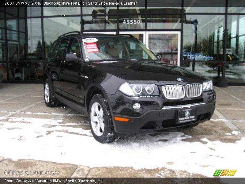 Black Sapphire Metallic / Sand Beige Nevada Leather 2007 BMW X3 3.0si