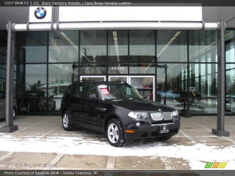 Black Sapphire Metallic / Sand Beige Nevada Leather 2007 BMW X3 3.0si