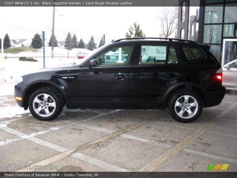 Black Sapphire Metallic / Sand Beige Nevada Leather 2007 BMW X3 3.0si