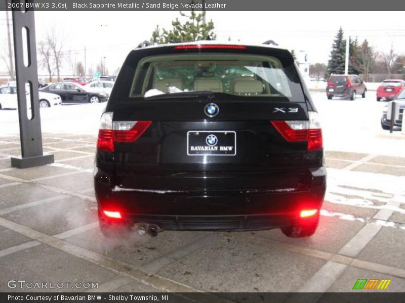 Black Sapphire Metallic / Sand Beige Nevada Leather 2007 BMW X3 3.0si