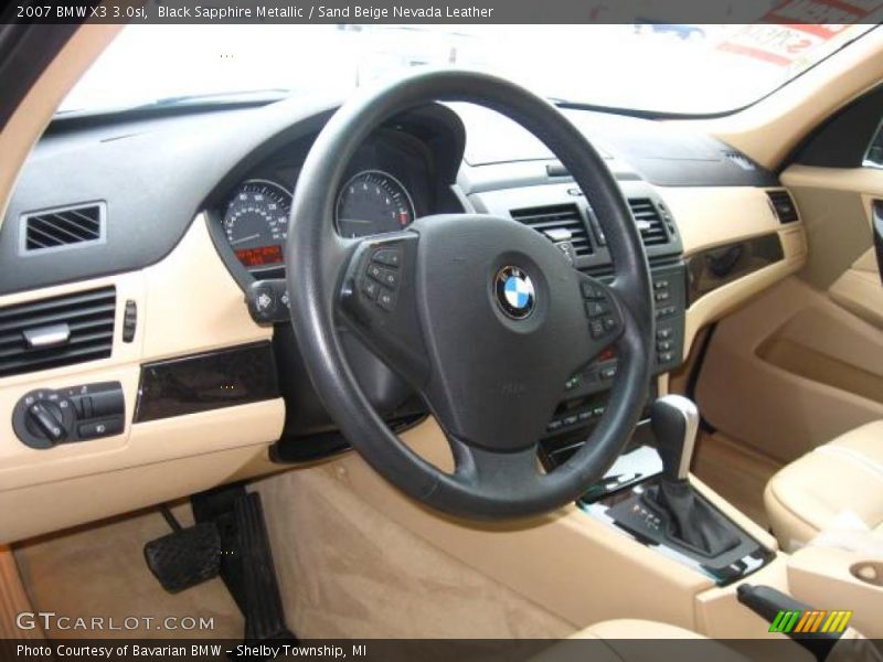 Black Sapphire Metallic / Sand Beige Nevada Leather 2007 BMW X3 3.0si