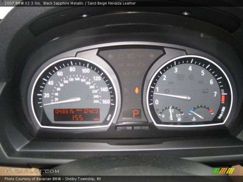 Black Sapphire Metallic / Sand Beige Nevada Leather 2007 BMW X3 3.0si