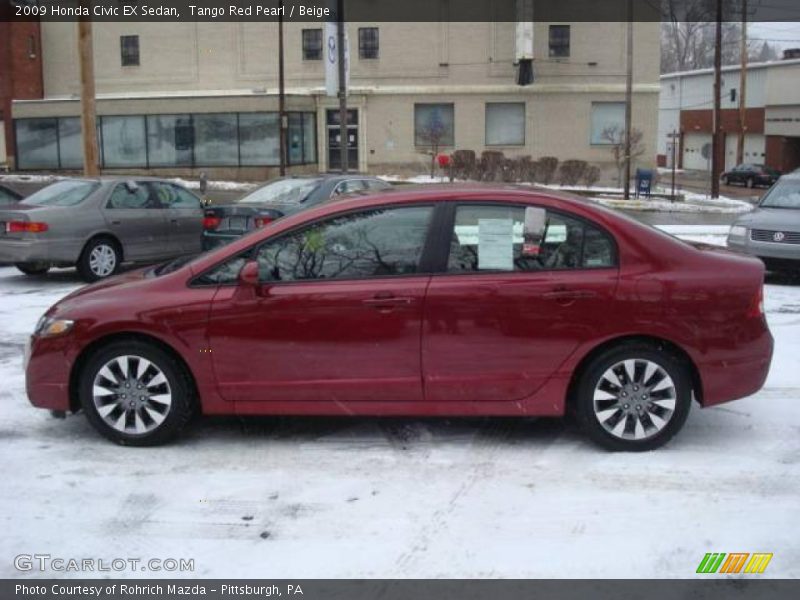 Tango Red Pearl / Beige 2009 Honda Civic EX Sedan