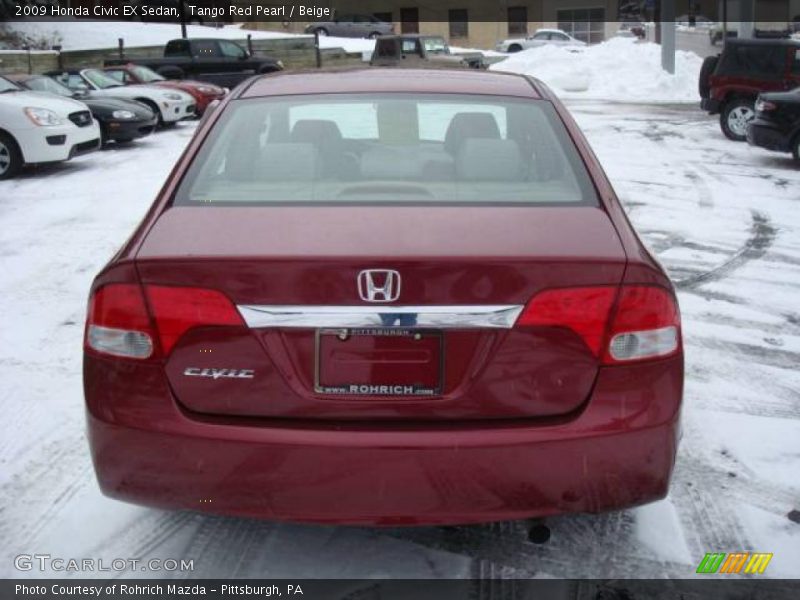 Tango Red Pearl / Beige 2009 Honda Civic EX Sedan