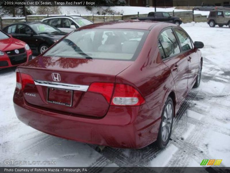 Tango Red Pearl / Beige 2009 Honda Civic EX Sedan