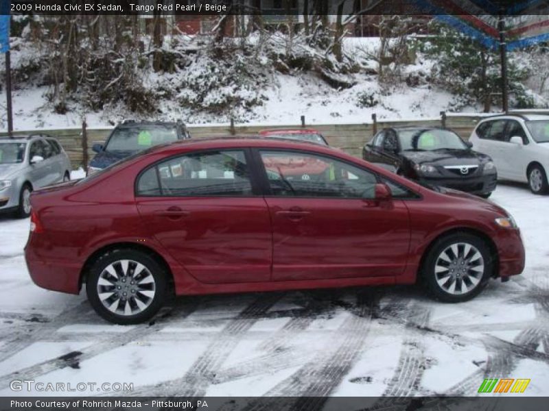 Tango Red Pearl / Beige 2009 Honda Civic EX Sedan
