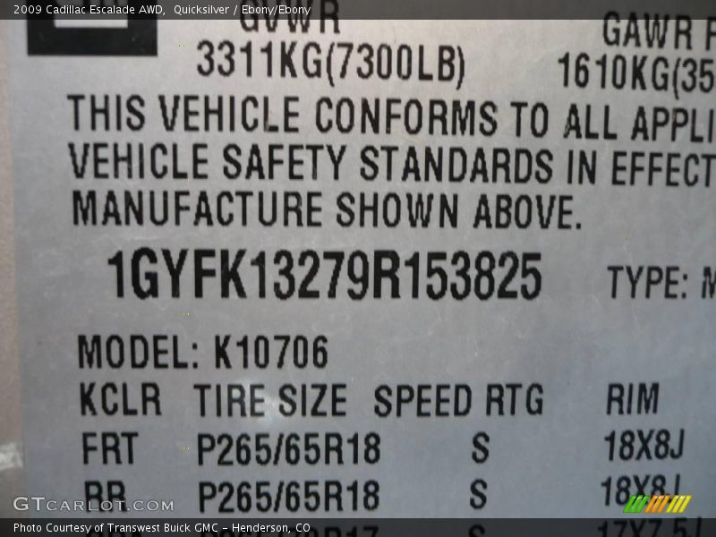 Quicksilver / Ebony/Ebony 2009 Cadillac Escalade AWD
