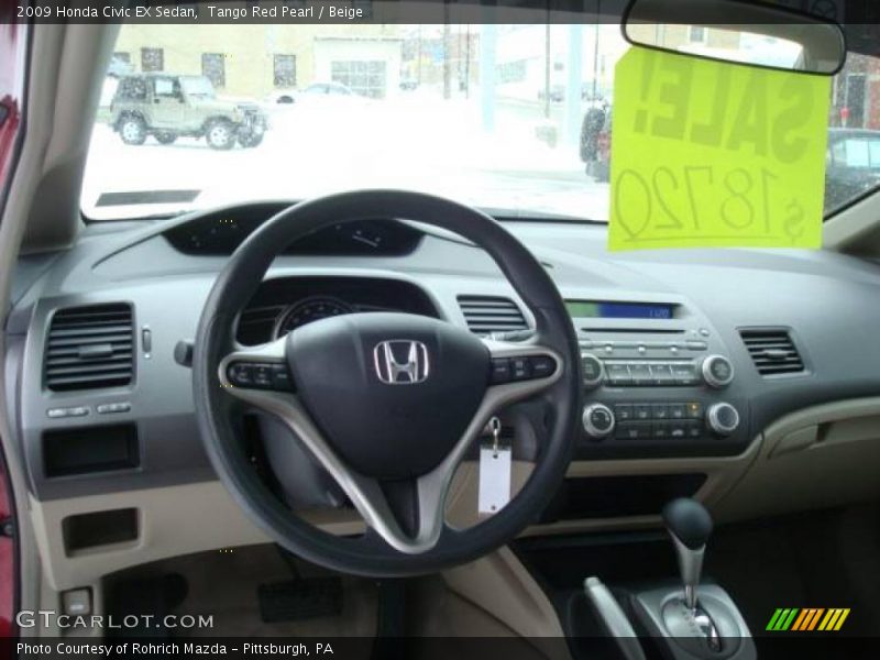 Tango Red Pearl / Beige 2009 Honda Civic EX Sedan