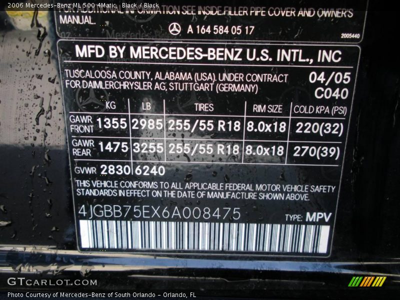 Black / Black 2006 Mercedes-Benz ML 500 4Matic