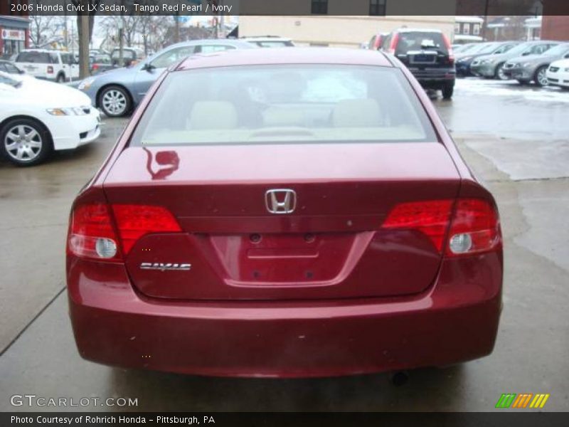 Tango Red Pearl / Ivory 2006 Honda Civic LX Sedan