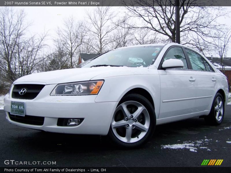 Powder White Pearl / Beige 2007 Hyundai Sonata SE V6