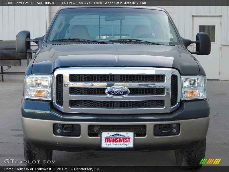 Dark Green Satin Metallic / Tan 2006 Ford F250 Super Duty XLT FX4 Crew Cab 4x4