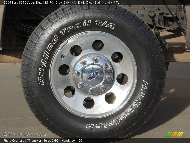 Dark Green Satin Metallic / Tan 2006 Ford F250 Super Duty XLT FX4 Crew Cab 4x4