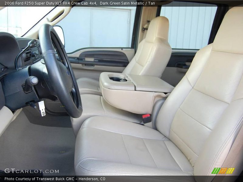 Dark Green Satin Metallic / Tan 2006 Ford F250 Super Duty XLT FX4 Crew Cab 4x4