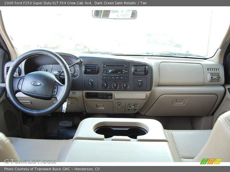 Dark Green Satin Metallic / Tan 2006 Ford F250 Super Duty XLT FX4 Crew Cab 4x4
