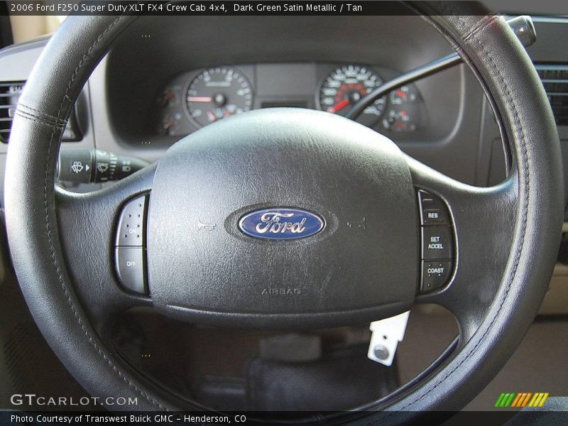 Dark Green Satin Metallic / Tan 2006 Ford F250 Super Duty XLT FX4 Crew Cab 4x4