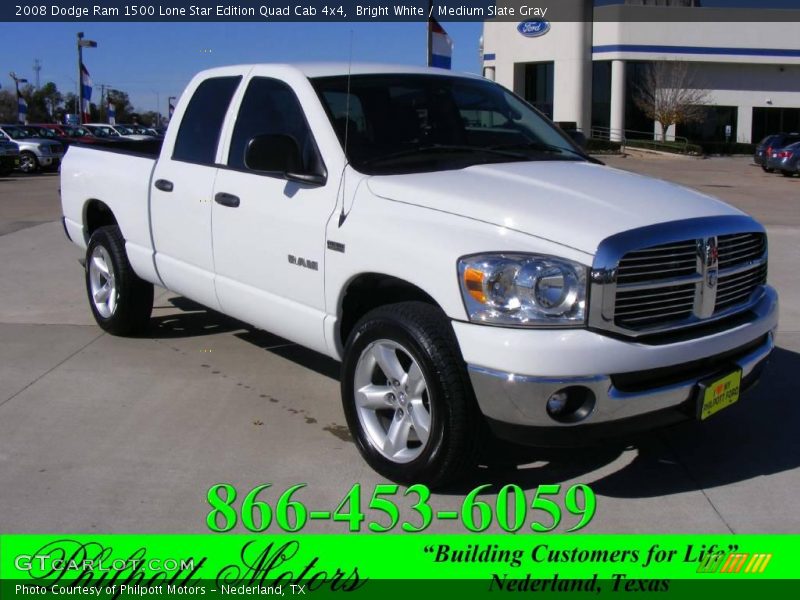 Bright White / Medium Slate Gray 2008 Dodge Ram 1500 Lone Star Edition Quad Cab 4x4