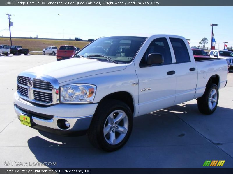 Bright White / Medium Slate Gray 2008 Dodge Ram 1500 Lone Star Edition Quad Cab 4x4