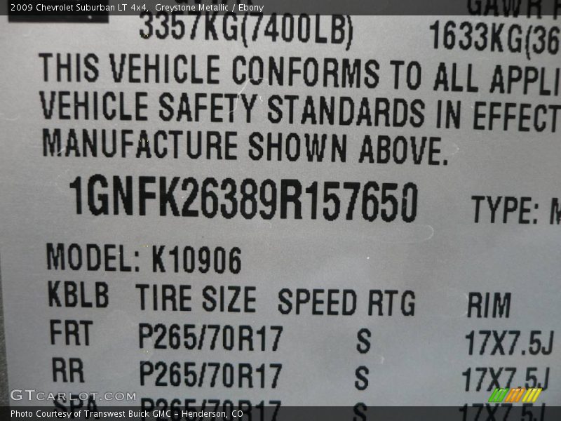 Greystone Metallic / Ebony 2009 Chevrolet Suburban LT 4x4