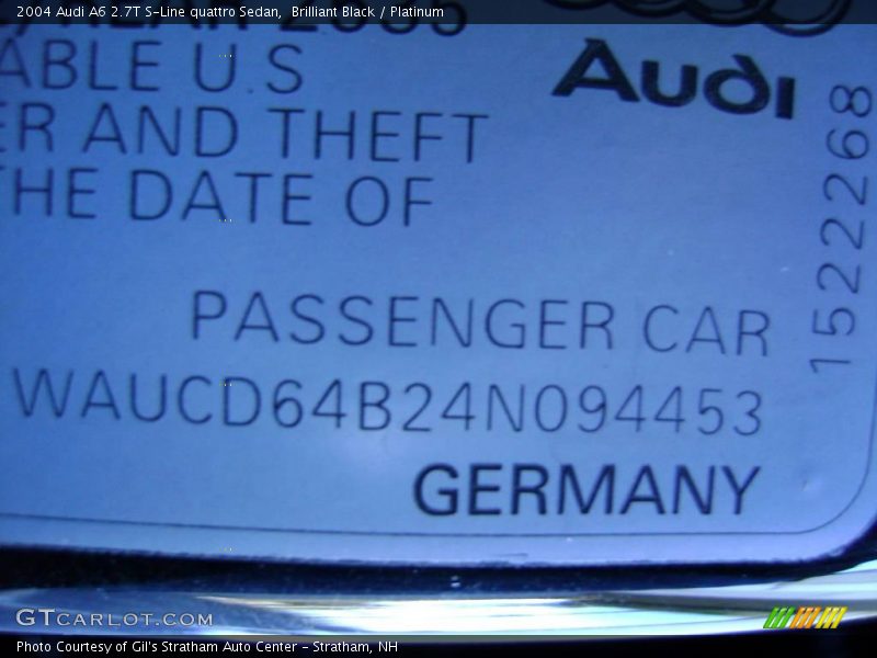 Brilliant Black / Platinum 2004 Audi A6 2.7T S-Line quattro Sedan