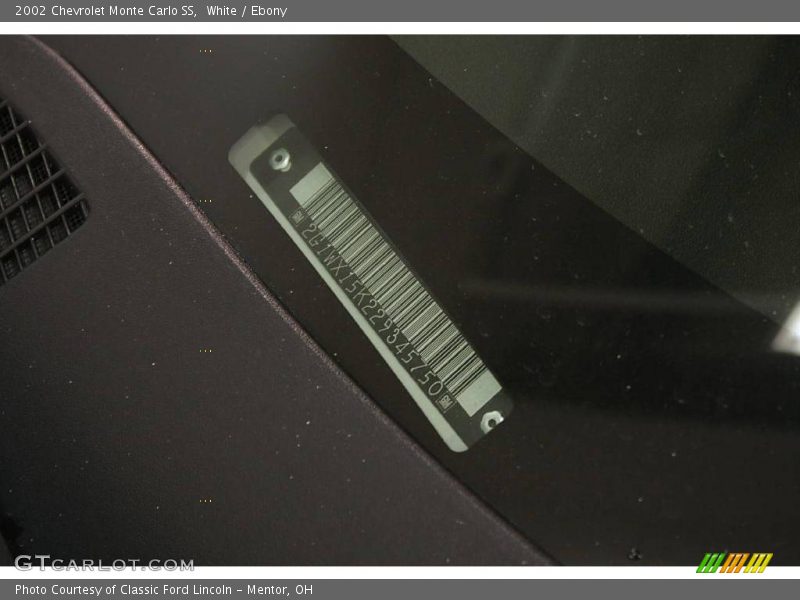 White / Ebony 2002 Chevrolet Monte Carlo SS