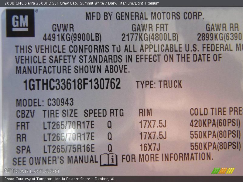 Summit White / Dark Titanium/Light Titanium 2008 GMC Sierra 3500HD SLT Crew Cab