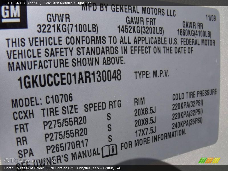 Gold Mist Metallic / Light Tan 2010 GMC Yukon SLT