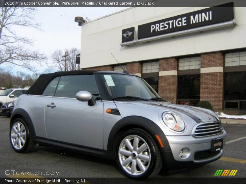Pure Silver Metallic / Checkered Carbon Black/Black 2010 Mini Cooper Convertible
