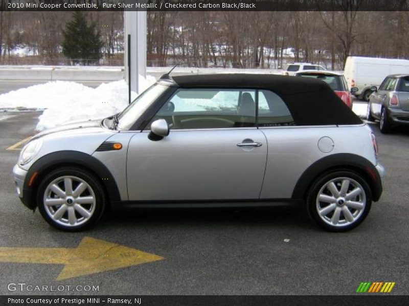 Pure Silver Metallic / Checkered Carbon Black/Black 2010 Mini Cooper Convertible