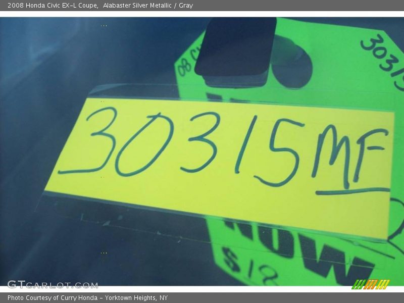 Alabaster Silver Metallic / Gray 2008 Honda Civic EX-L Coupe